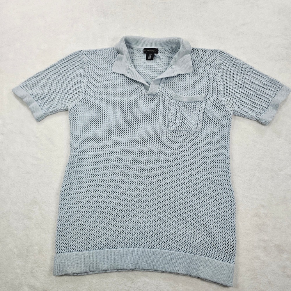 Art of Rhetoric Mens Blue Knit Cotton Polo Shirt Short Sleeve STM0001 Size M
